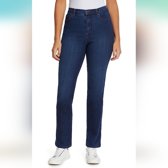 Gloria Vanderbilt Denim - Gloria Vanderbilt Amanda Straight Jeans Womens Blue High Rise Stretch - 16